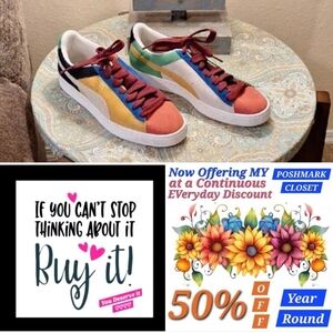 Puma Multicolor Athletic Sneakers. Sizing Men's 7.5 Women's 9 NWOB